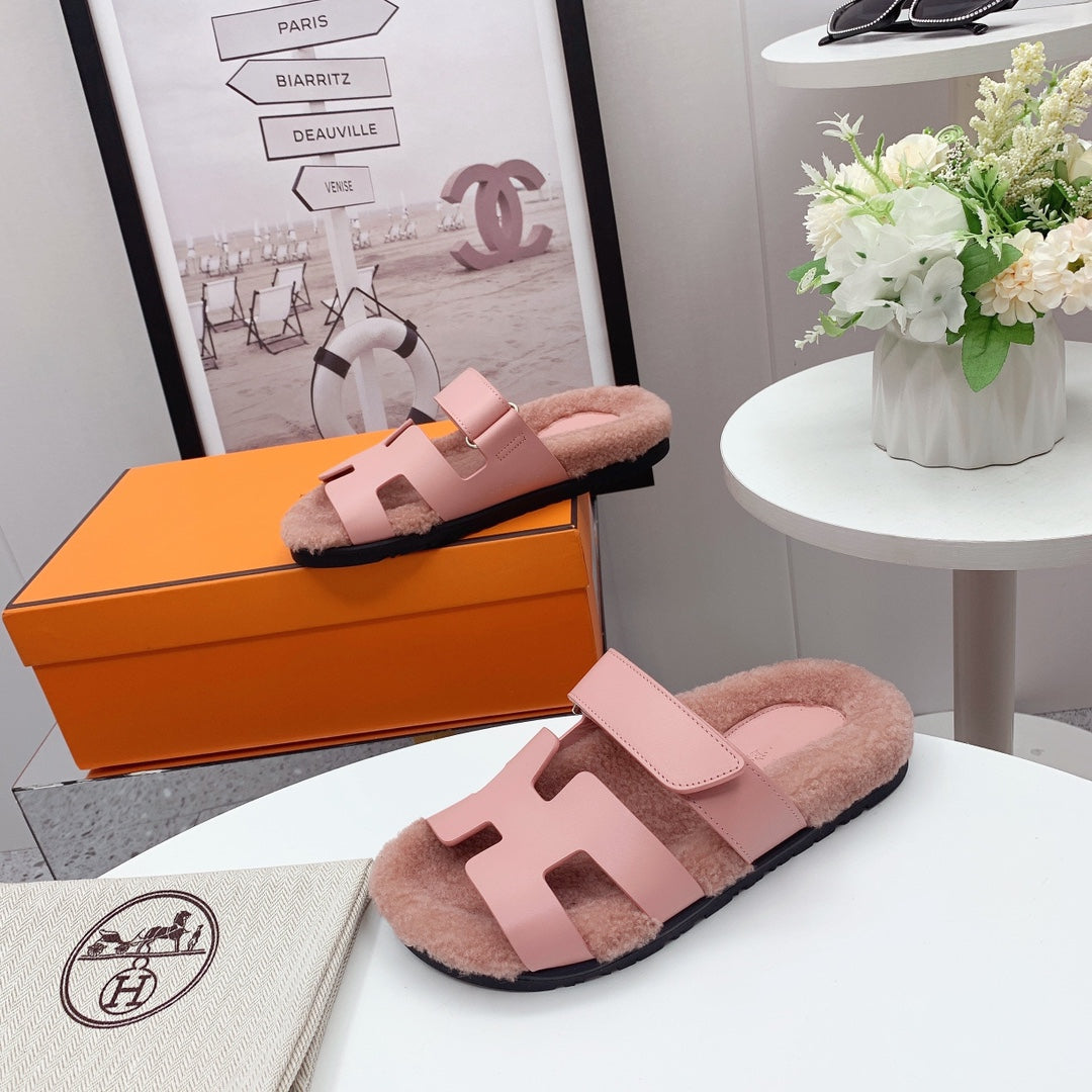 Chypre Sandal Pink shearling insole Pink goatskin lining - 35