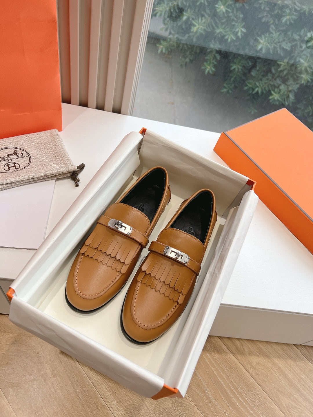 Destin Loafer Brown Goatskin with Fringe Detail - 35