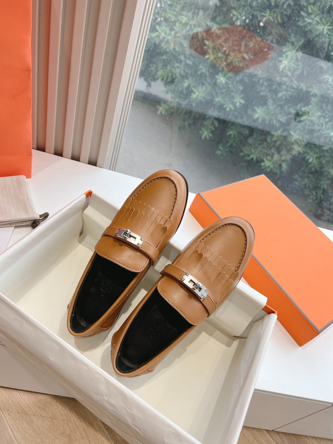 Destin Loafer Brown Goatskin with Fringe Detail - 35
