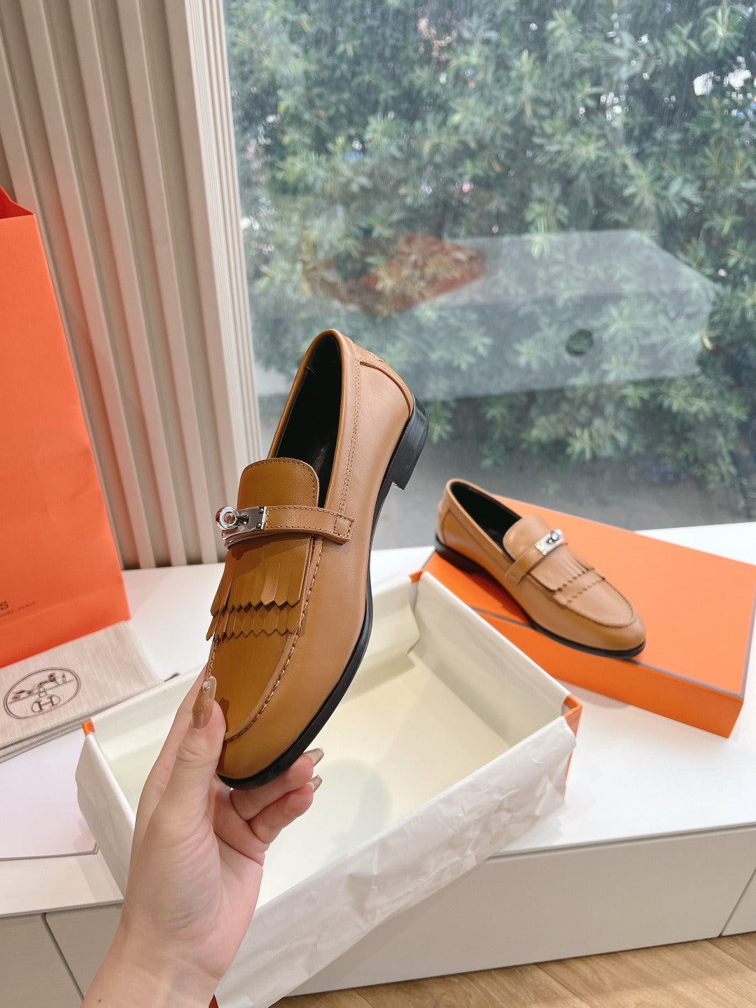 Destin Loafer Brown Goatskin with Fringe Detail - 35