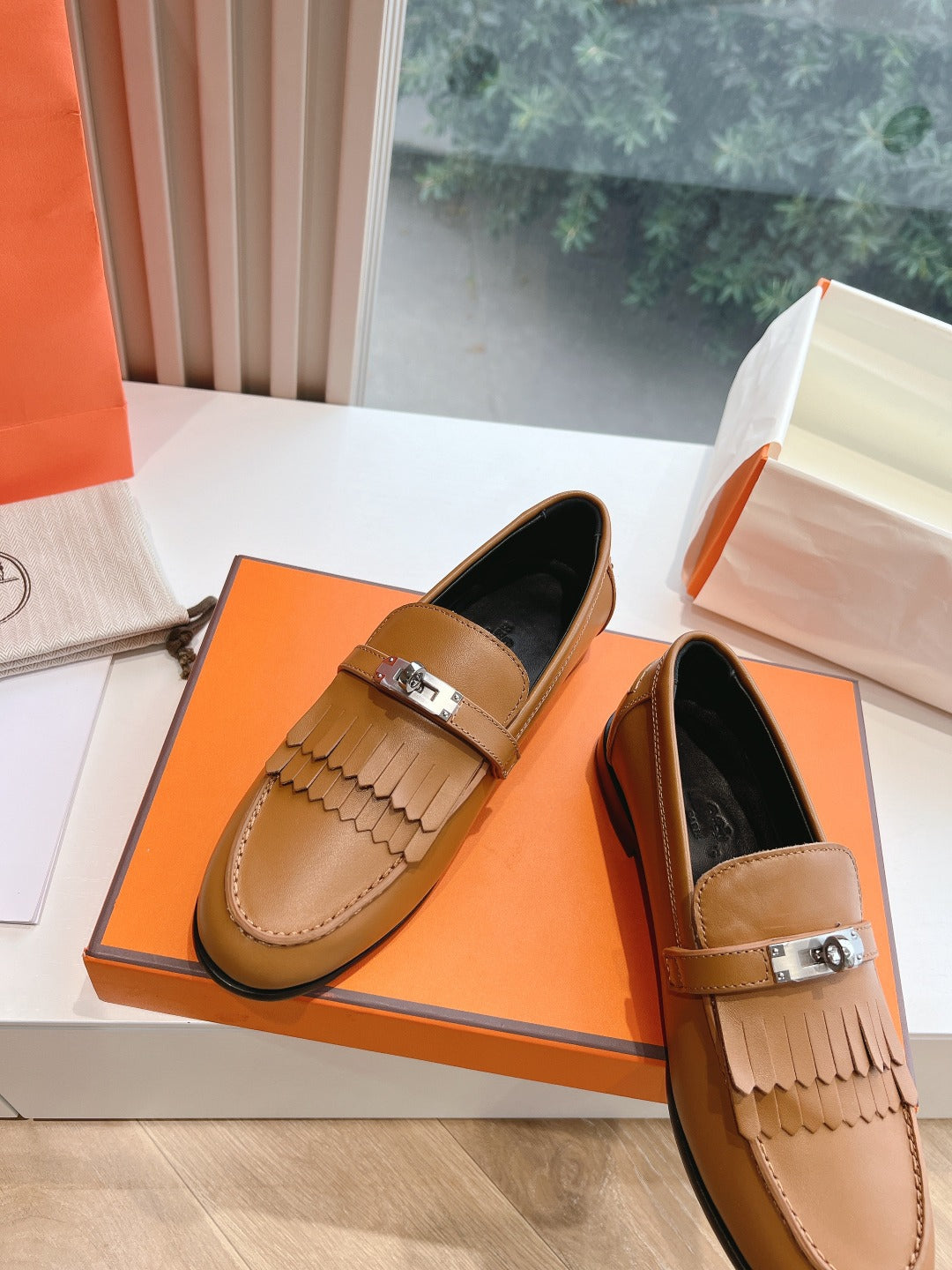 Destin Loafer Brown Goatskin with Fringe Detail - 35
