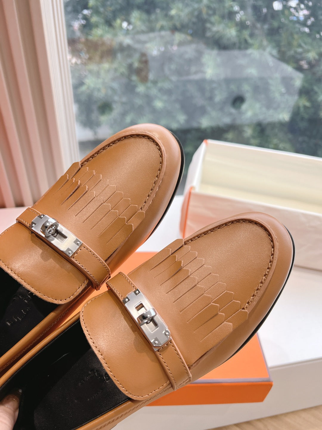 Destin Loafer Brown Goatskin with Fringe Detail - 35