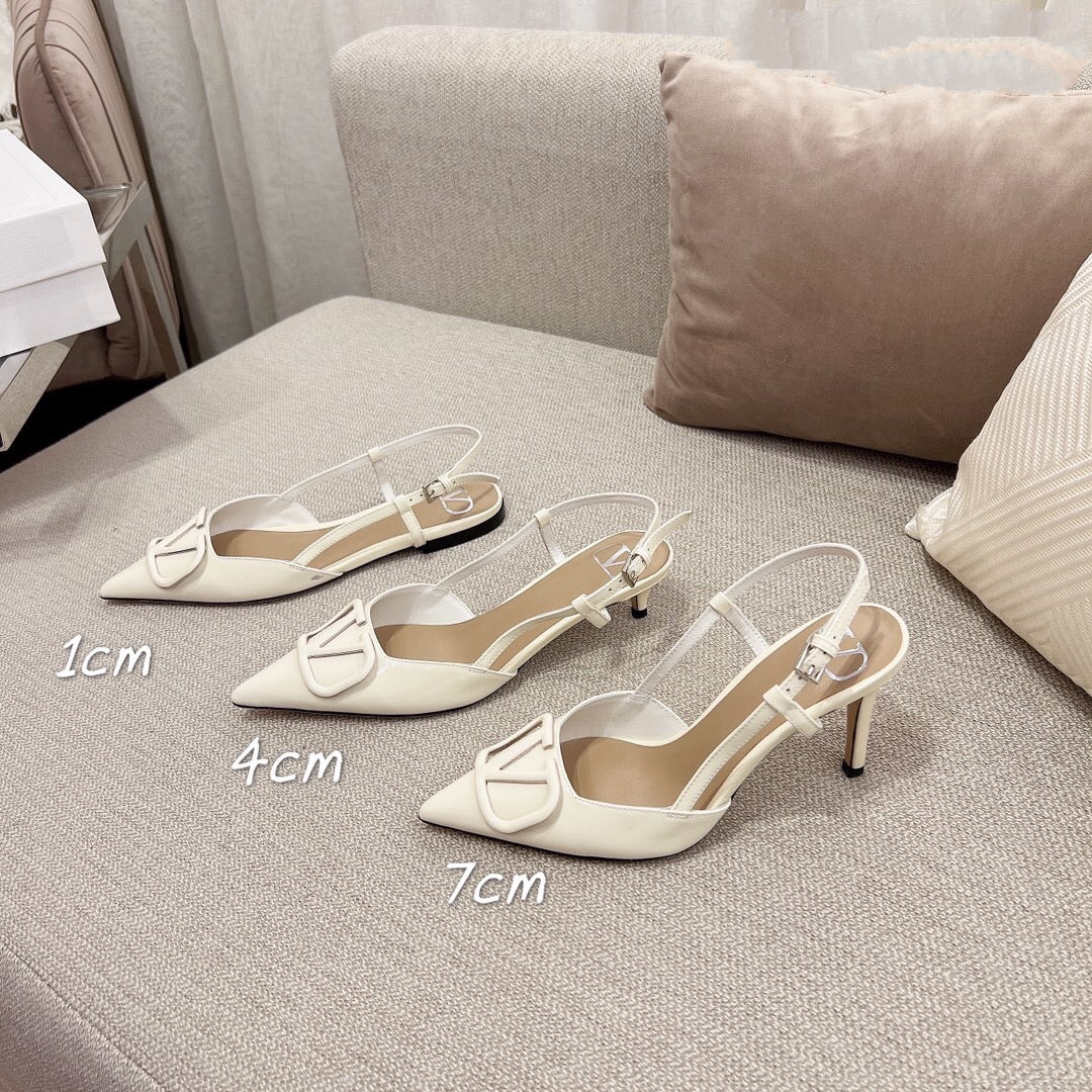 Vlogo Signature Slingback Light Ivory Calfskin - 35 / 1cm