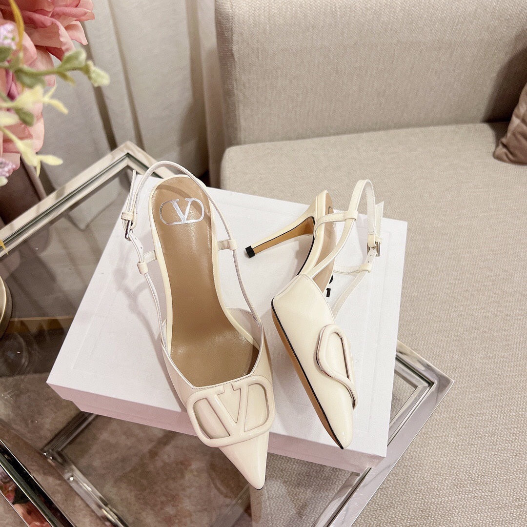 Vlogo Signature Slingback Light Ivory Calfskin - 35 / 1cm