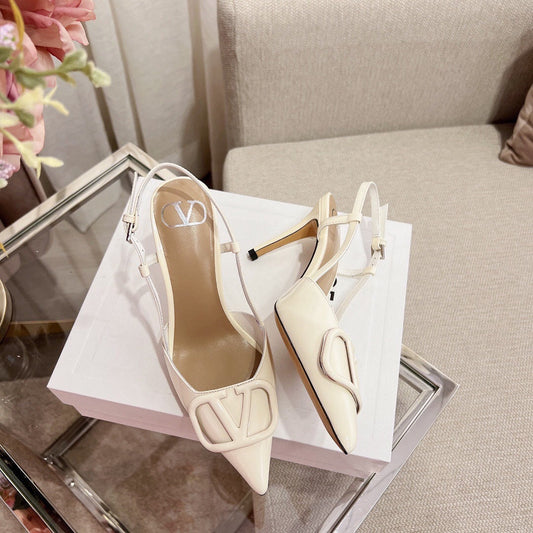 Vlogo Signature Slingback Light Ivory Calfskin - 35 / 1cm