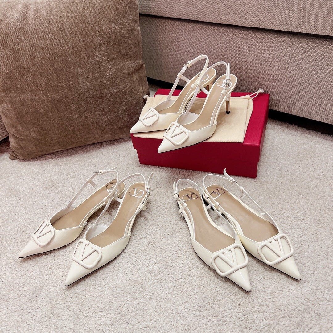 Vlogo Signature Slingback Light Ivory Calfskin - 35 / 1cm