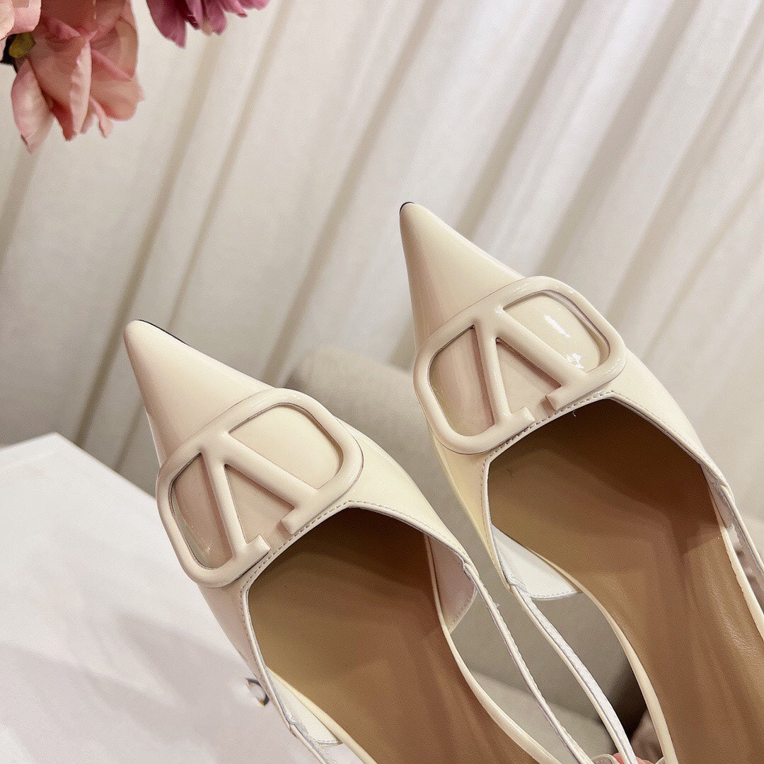 Vlogo Signature Slingback Light Ivory Calfskin - 35 / 1cm