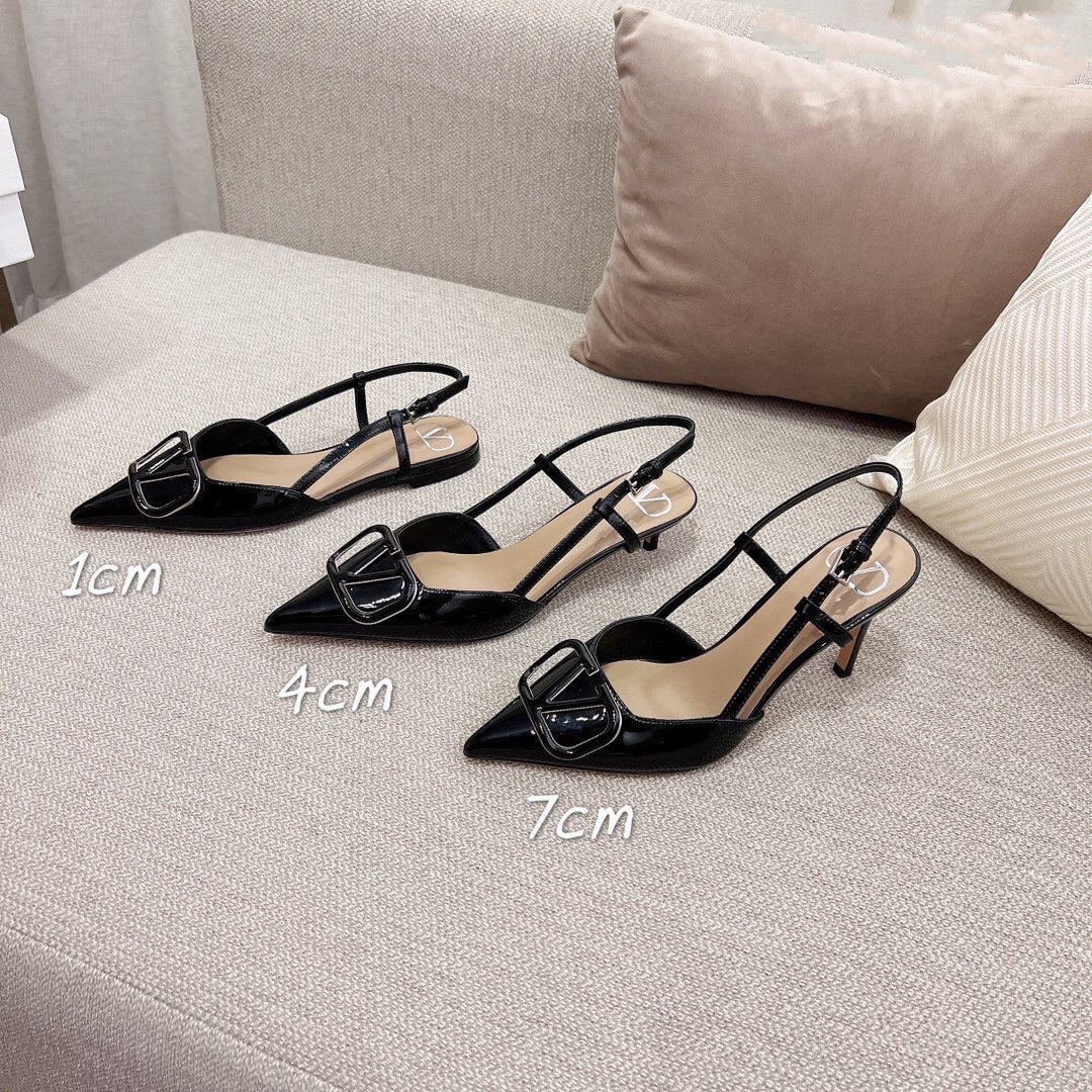 Vlogo Signature Slingback Black Calfskin - 35 / 1cm