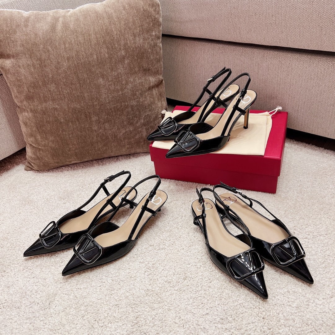 Vlogo Signature Slingback Black Calfskin - 35 / 1cm