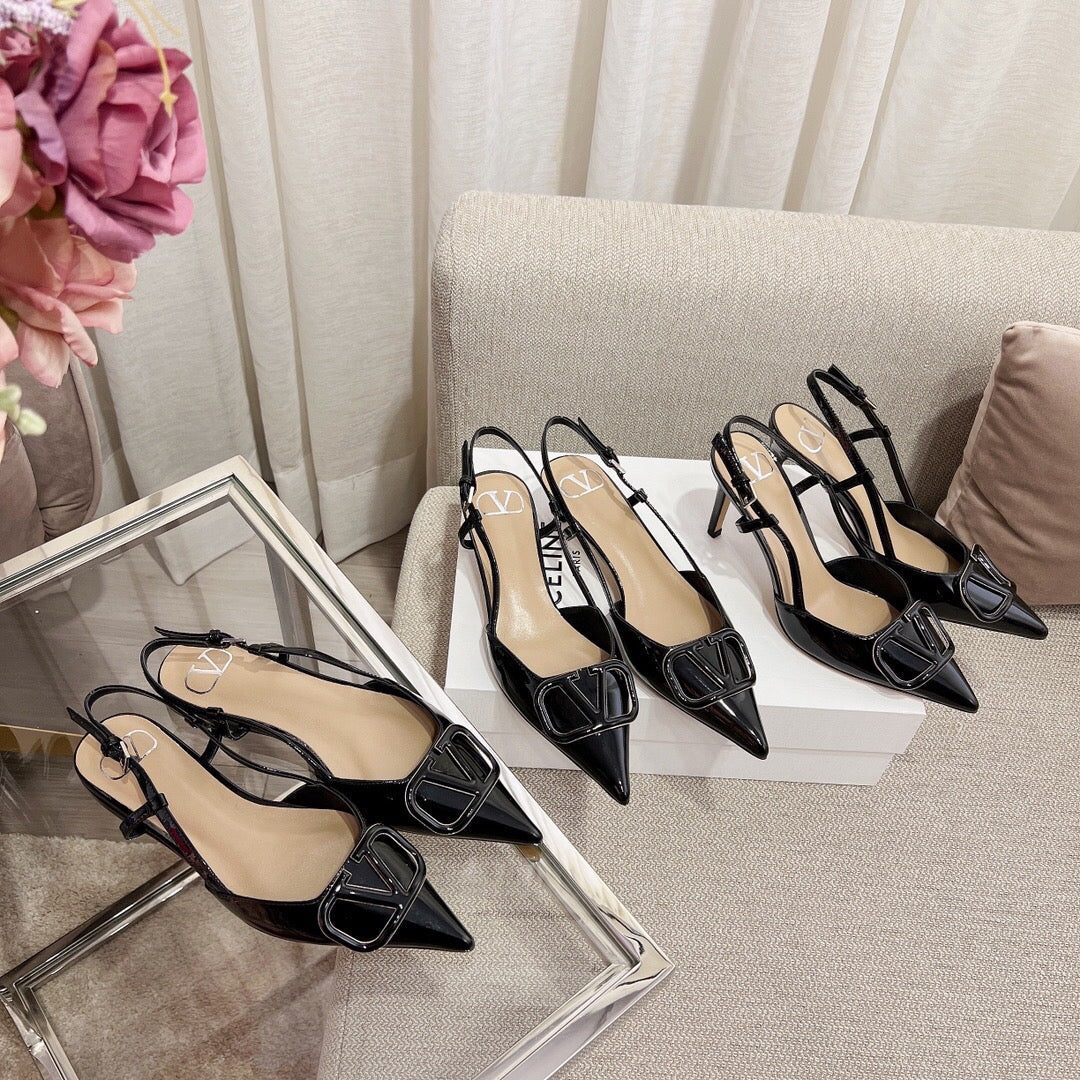 Vlogo Signature Slingback Black Calfskin - 35 / 1cm