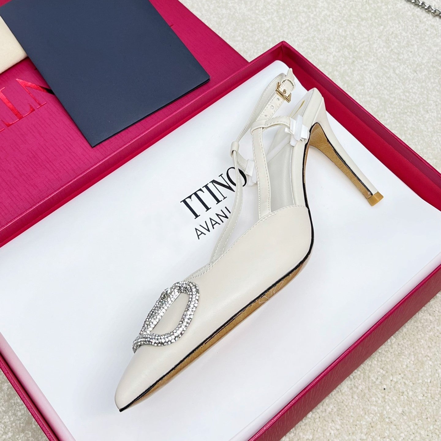 Vlogo Signature Diamond Slingback White Calfskin - 35 / 4cm