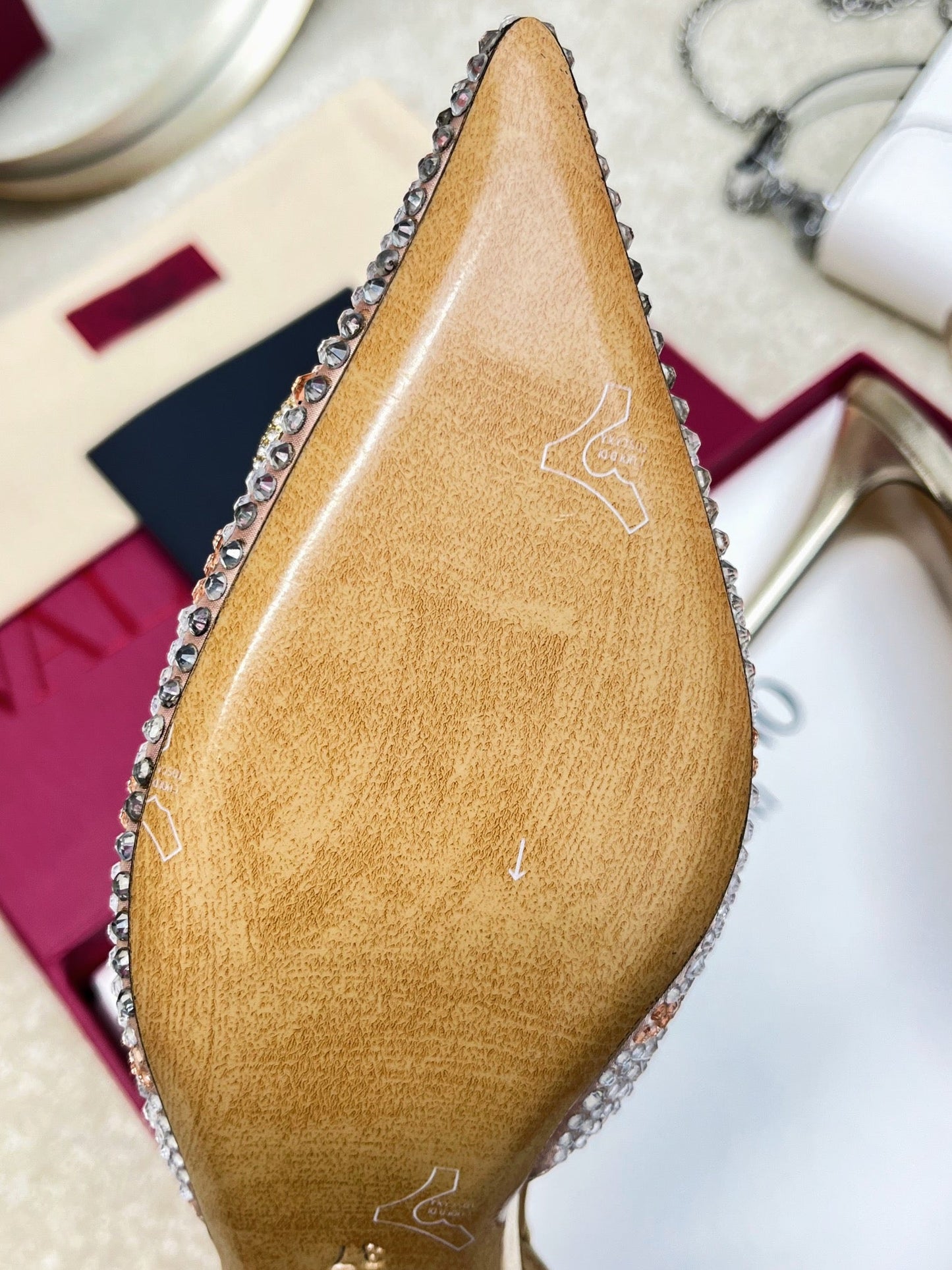 Vlogo Signature Slingback Light Pink Calfskin With Crystals - 35 / 4cm