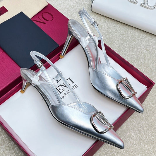 Vlogo Signature Slingback Silver Calfskin - 35 / 4cm