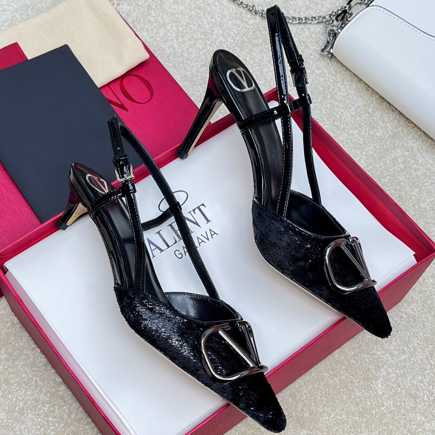 Vlogo Signature Slingback Rough Black Calfskin - 35 / 4cm