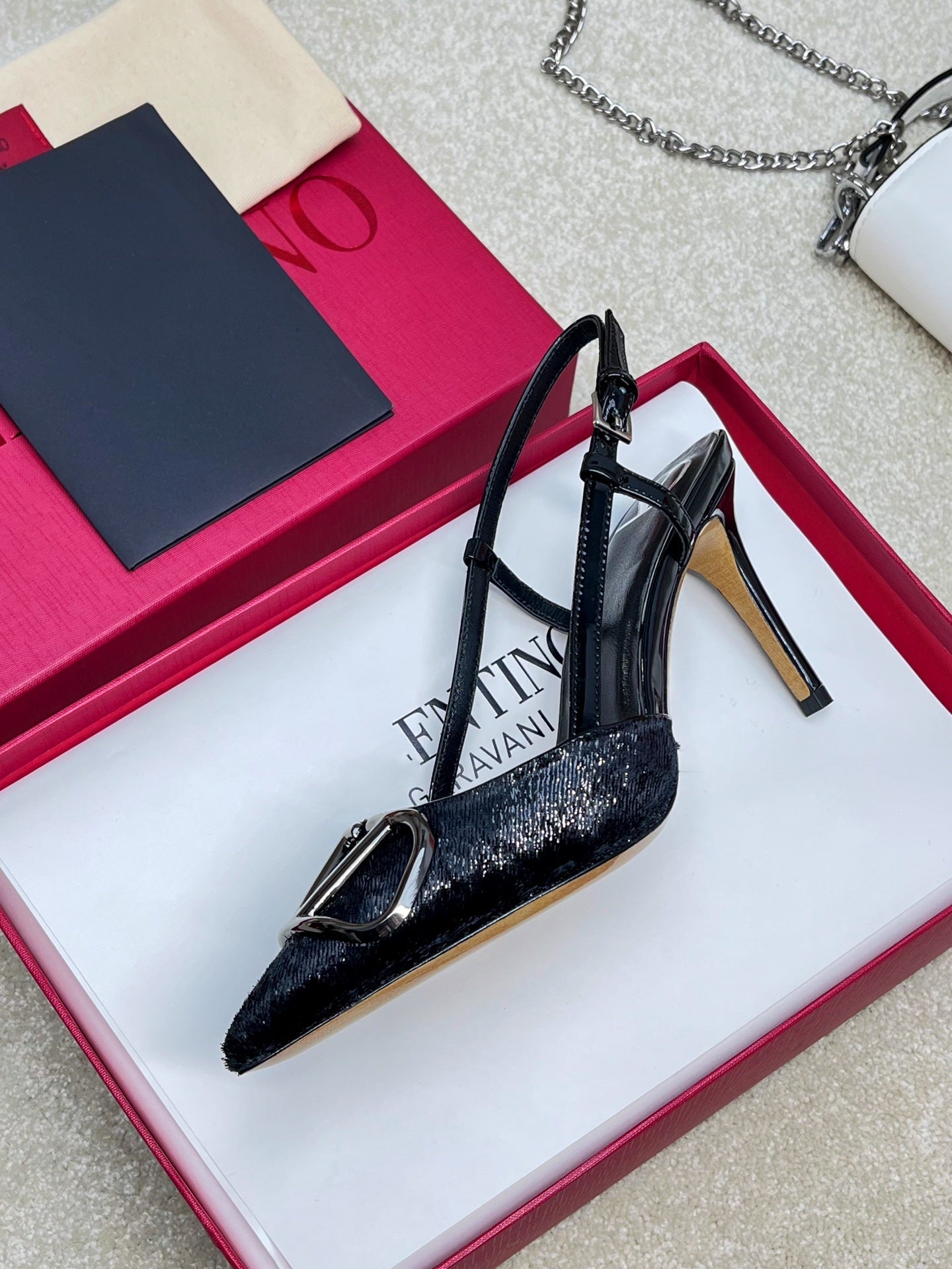 Vlogo Signature Slingback Rough Black Calfskin - 35 / 4cm