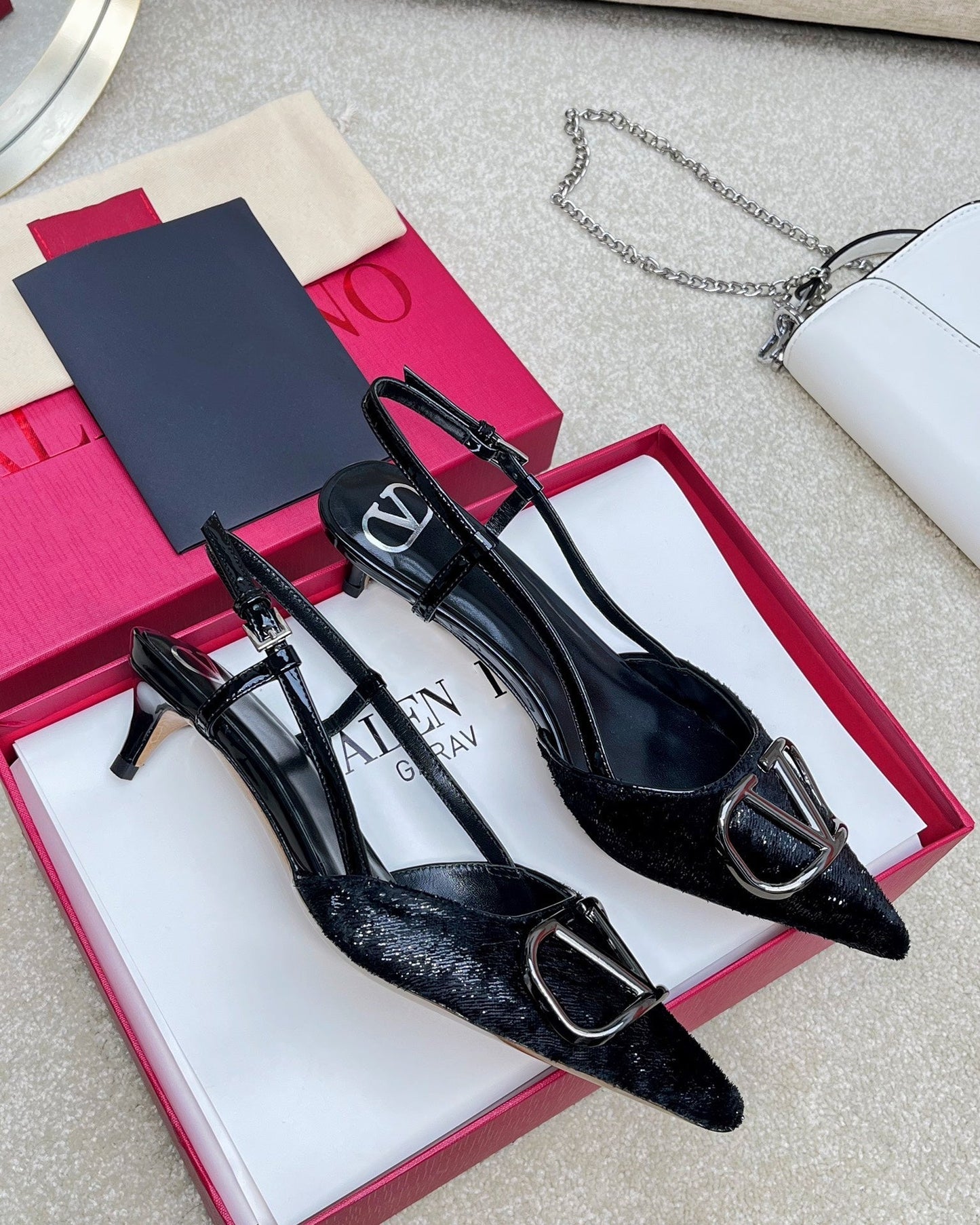 Vlogo Signature Slingback Rough Black Calfskin - 35 / 4cm
