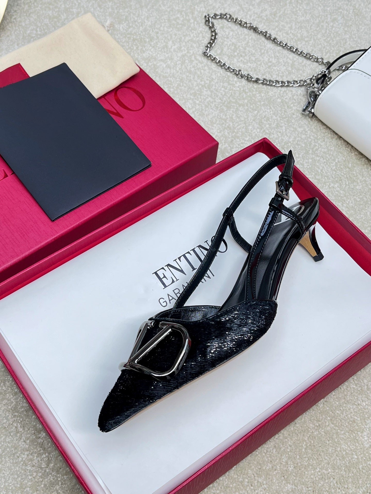 Vlogo Signature Slingback Rough Black Calfskin - 35 / 4cm
