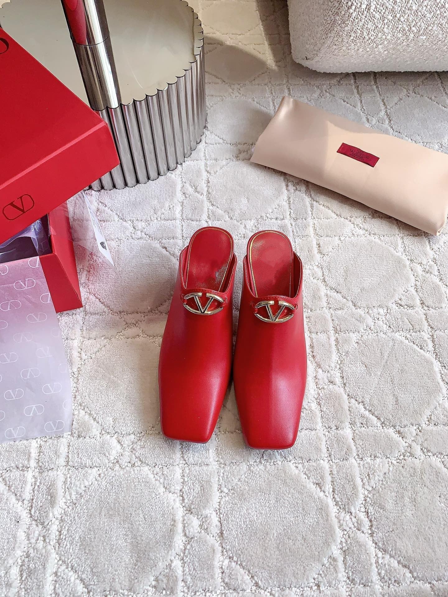 Vlogo Spool Square Toe Red - 35