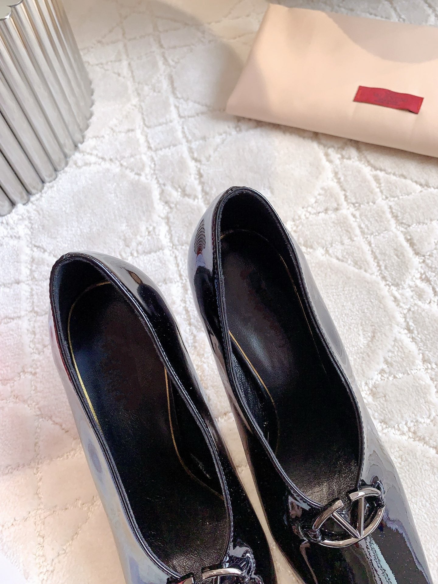 Vlogo Spool Square Toe Shiny Black - 35