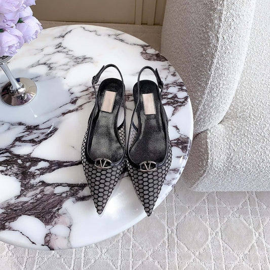 Vlogo Slingback Ballerina Black Mesh - 35