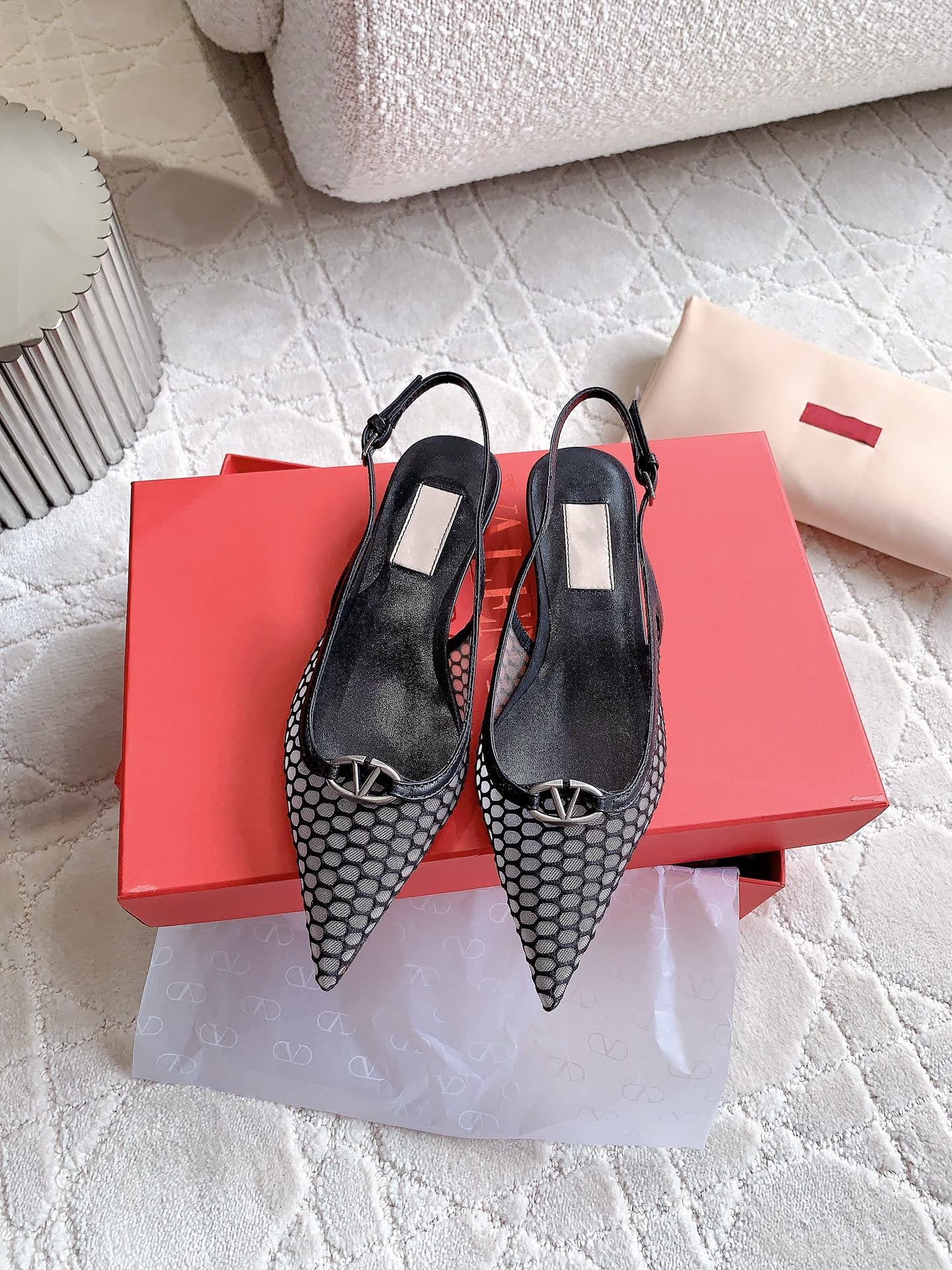 Vlogo Slingback Ballerina Black Mesh - 35