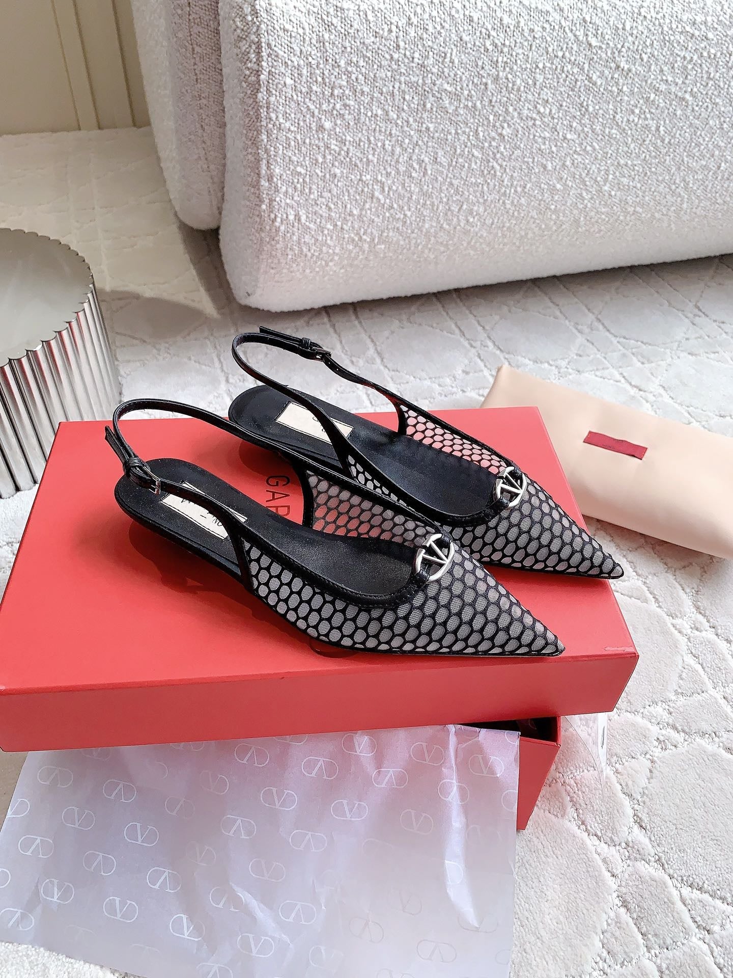 Vlogo Slingback Ballerina Black Mesh - 35