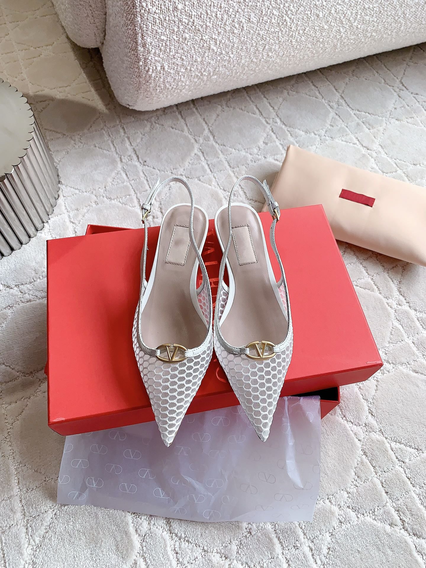 Vlogo Slingback Ballerina White Mesh - 35