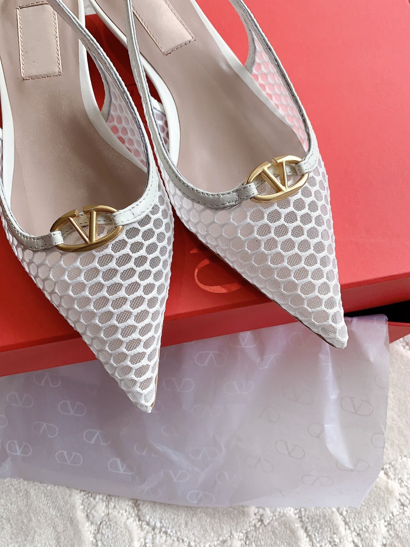Vlogo Slingback Ballerina White Mesh - 35