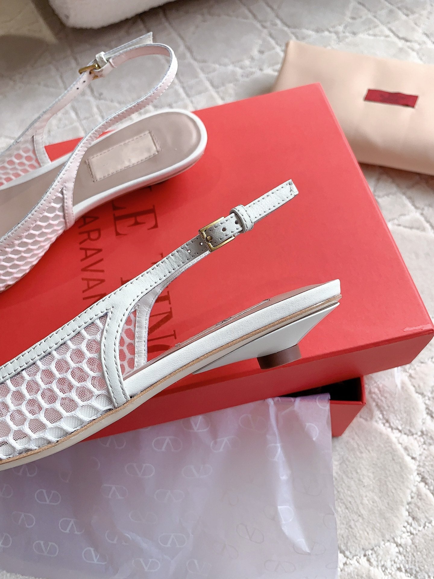 Vlogo Slingback Ballerina White Mesh - 35