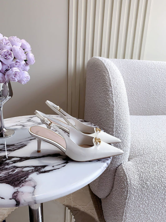 Vlogo Slingback Pump 65MM Shiny White - 35