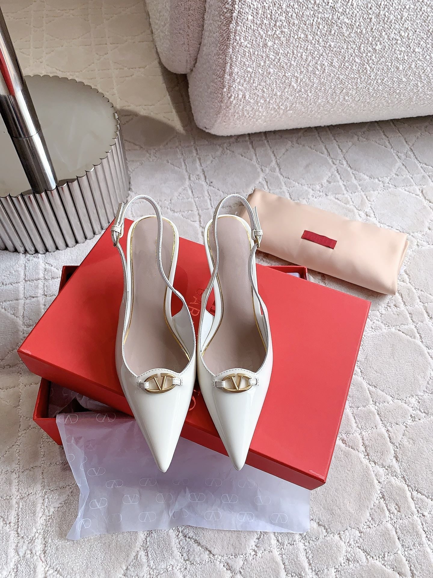 Vlogo Slingback Pump 65MM Shiny White - 35