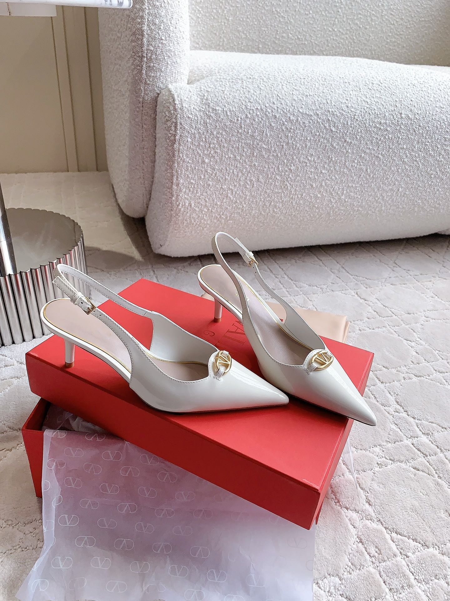 Vlogo Slingback Pump 65MM Shiny White - 35