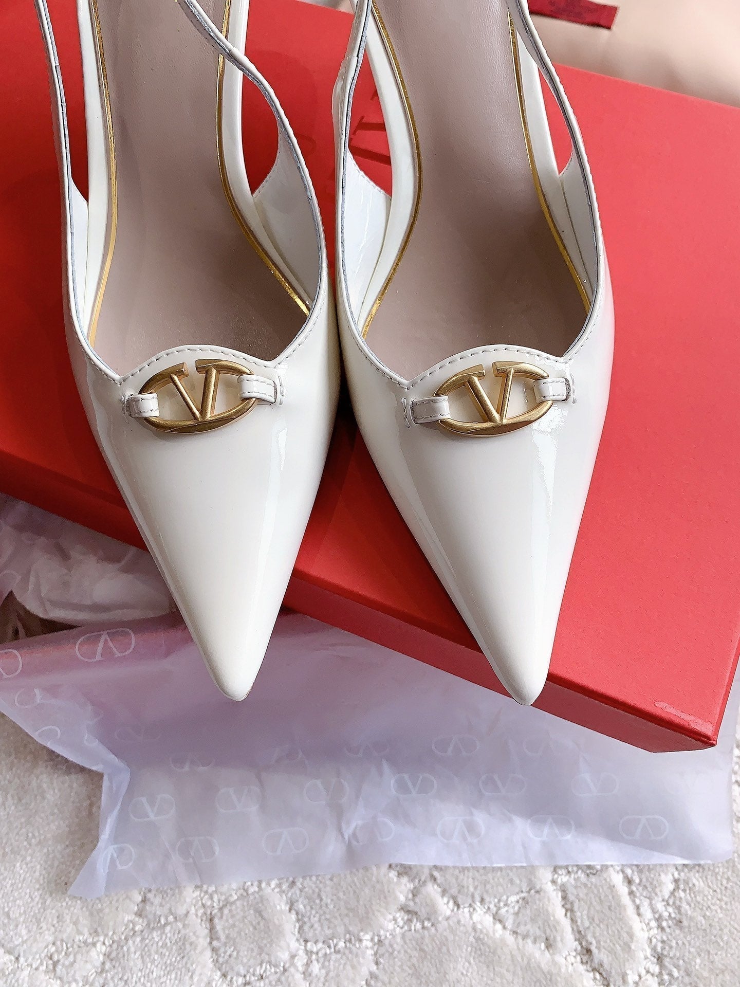 Vlogo Slingback Pump 65MM Shiny White - 35