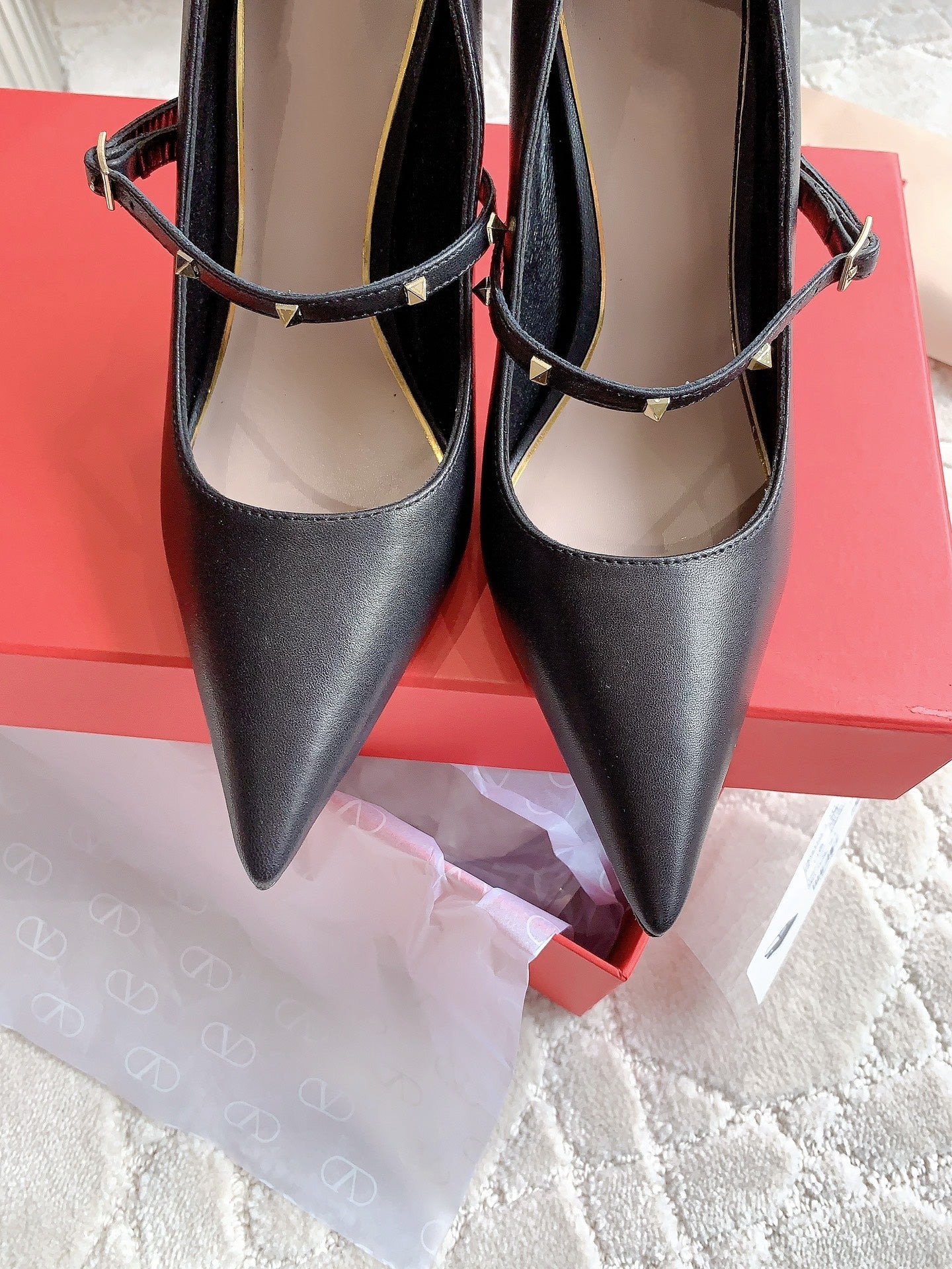 Rockstud Straps Pump 90mm Black - 35