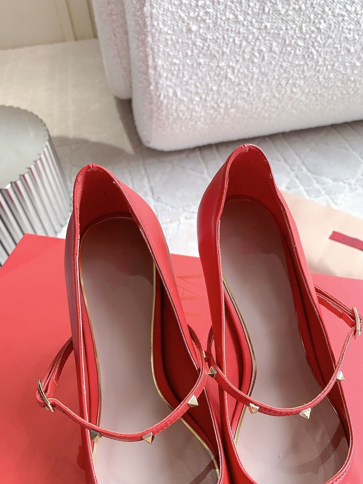 Rockstud Straps Pump 90mm Red - 35