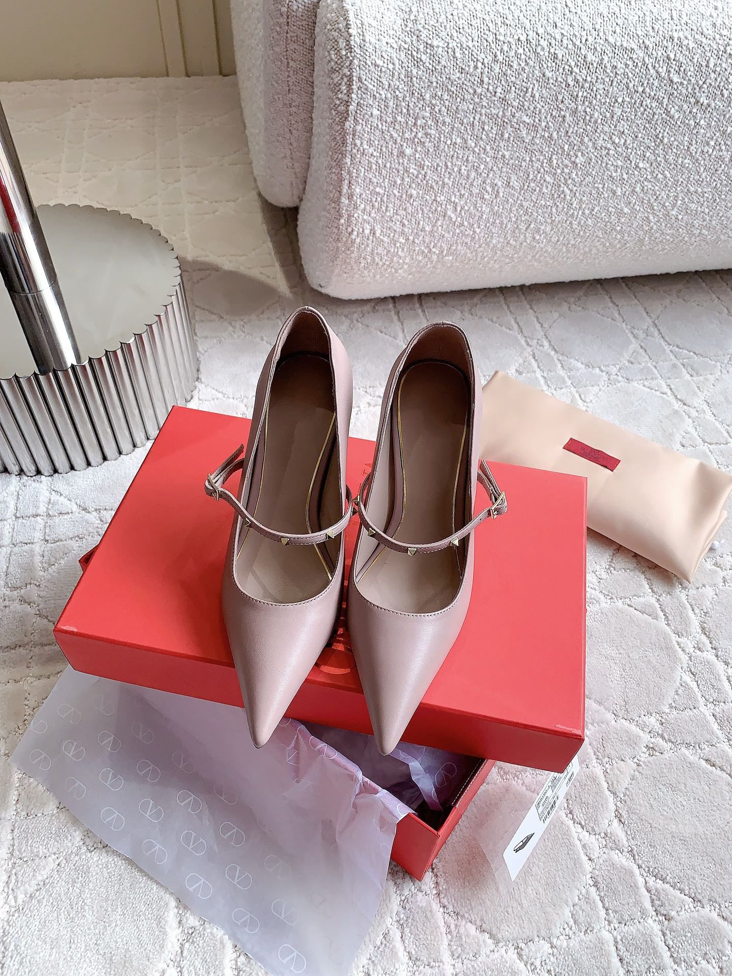 Rockstud Straps Pump 90mm Rose Cannelle - 35