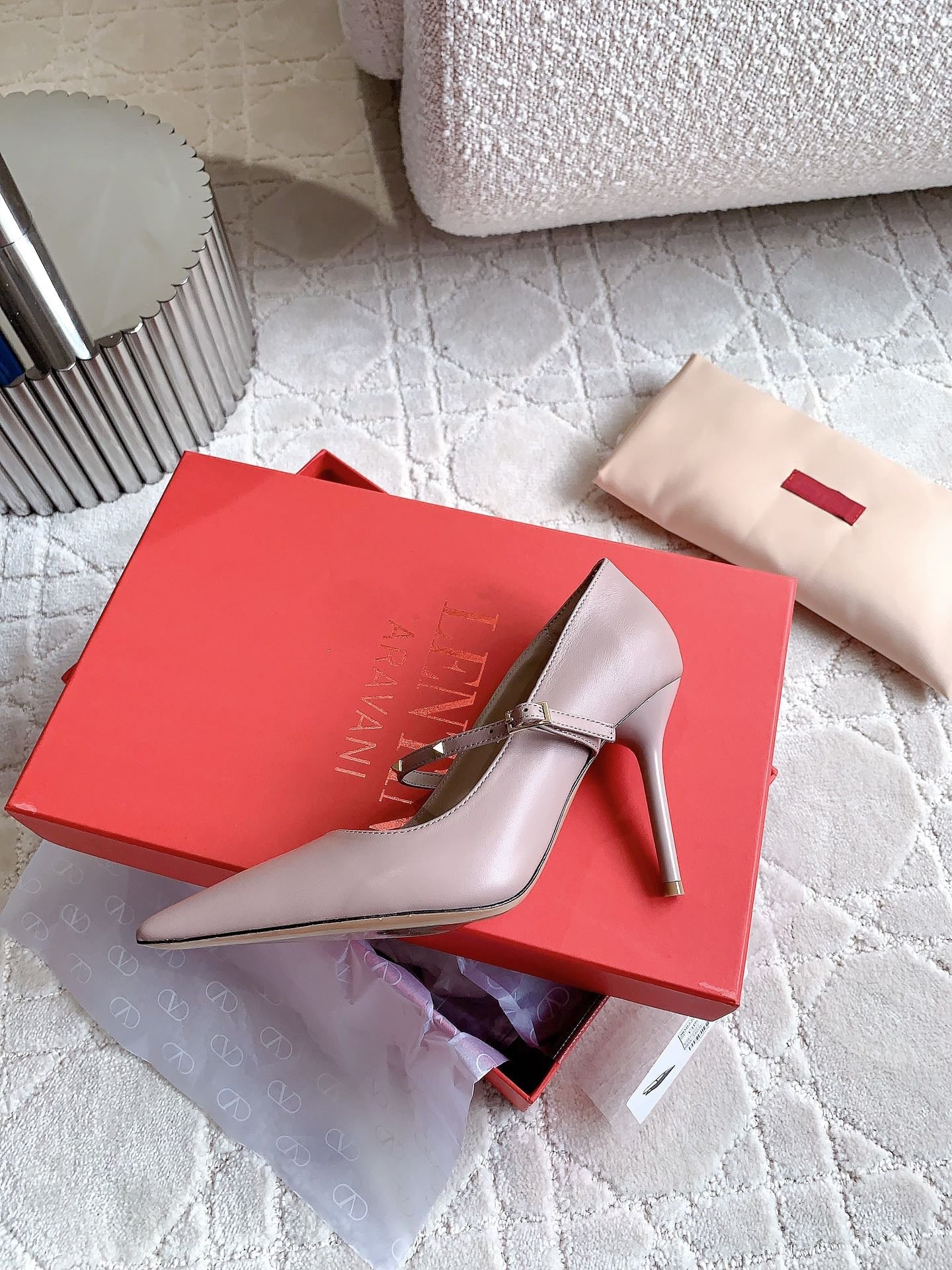 Rockstud Straps Pump 90mm Rose Cannelle - 35