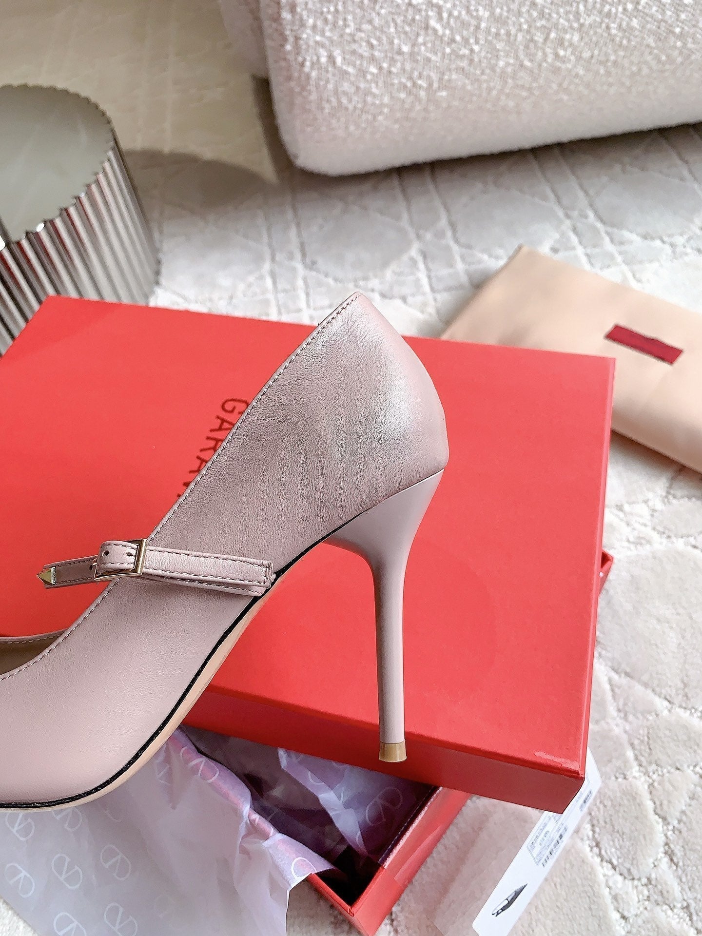 Rockstud Straps Pump 90mm Rose Cannelle - 35
