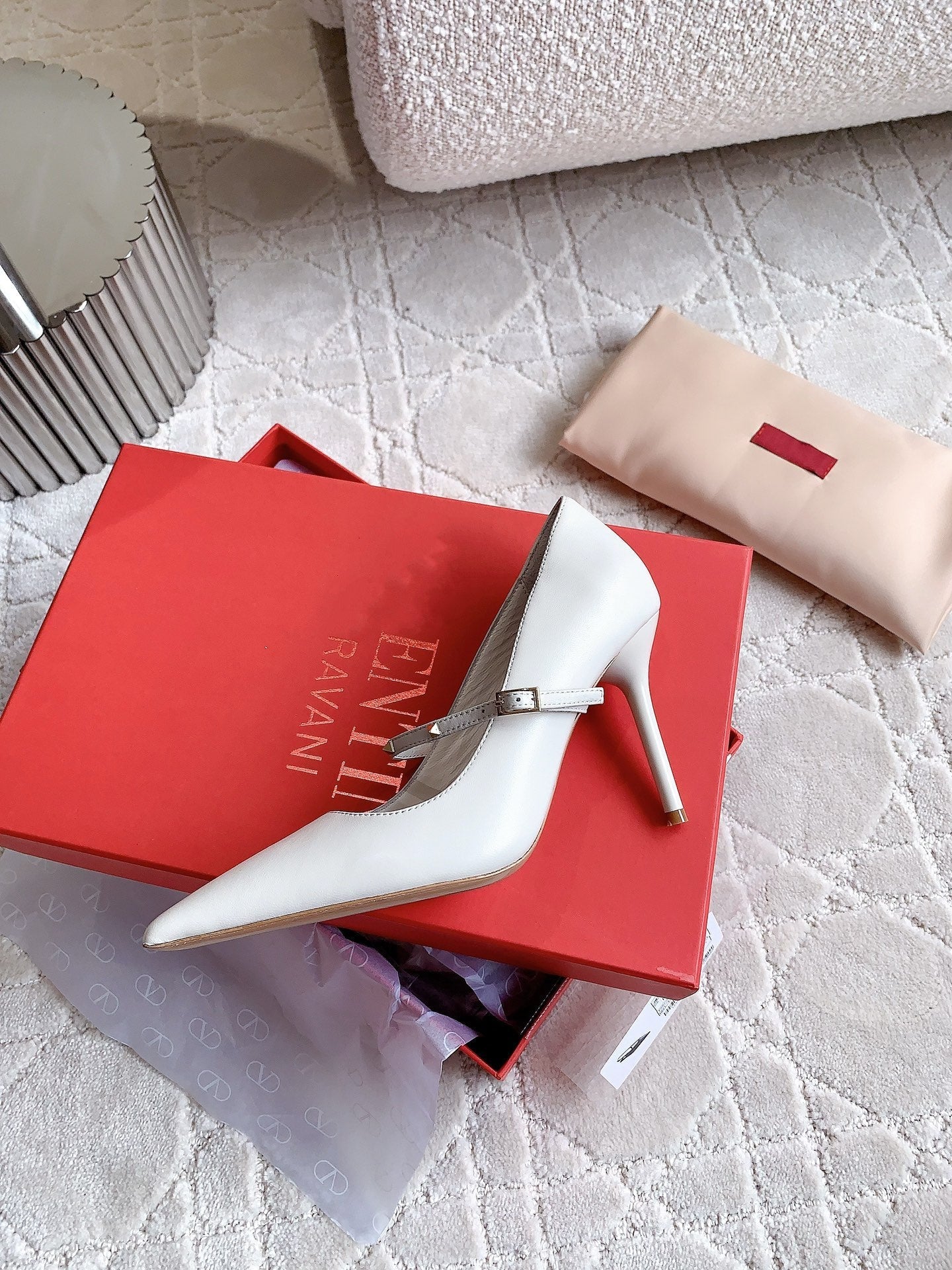Rockstud Straps Pump 90mm White - 35