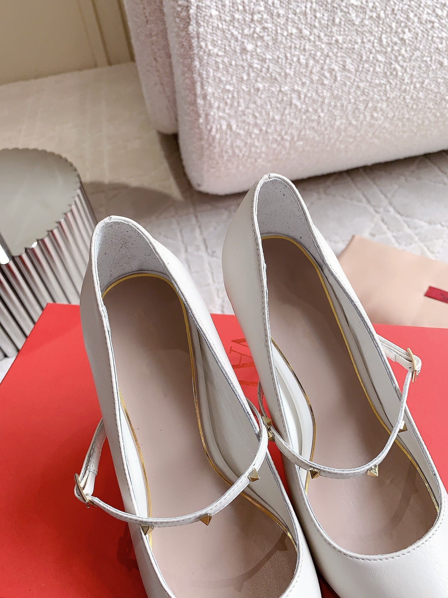 Rockstud Straps Pump 90mm White - 35