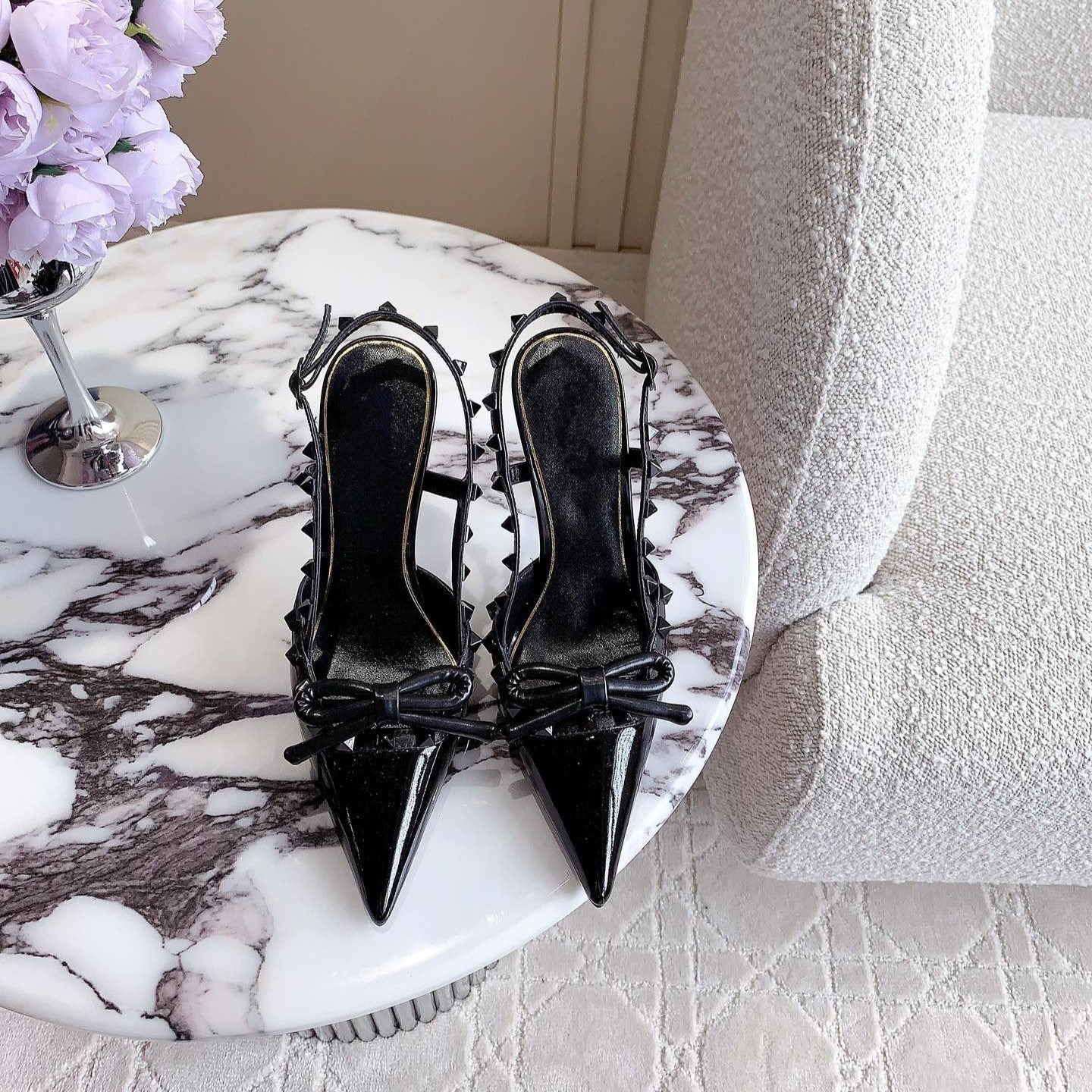 Rockstud High-heels Slingback 10cm Black - 35