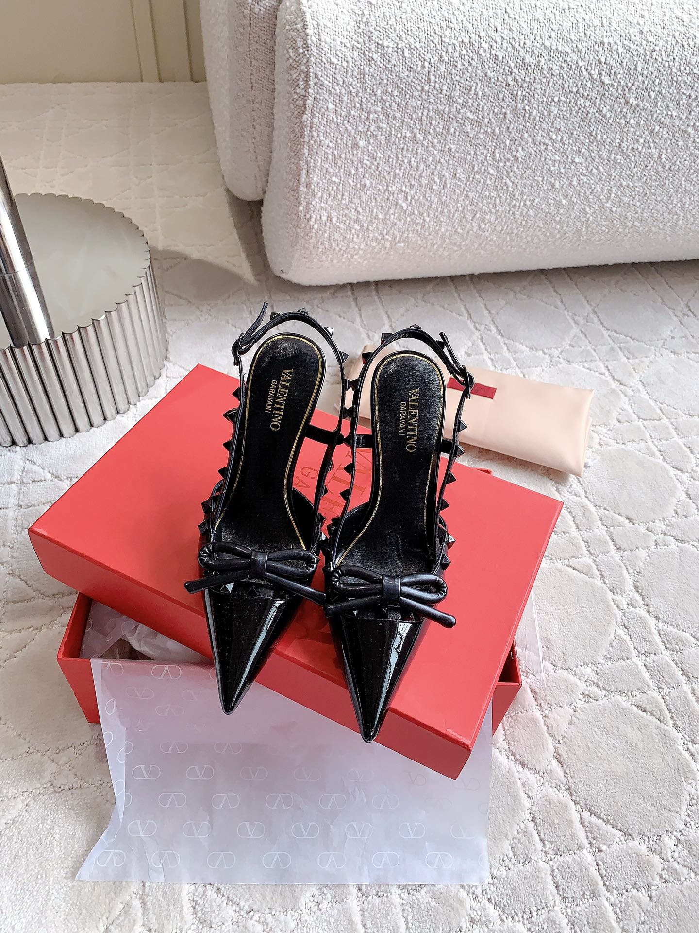 Rockstud High-heels Slingback 10cm Black - 35
