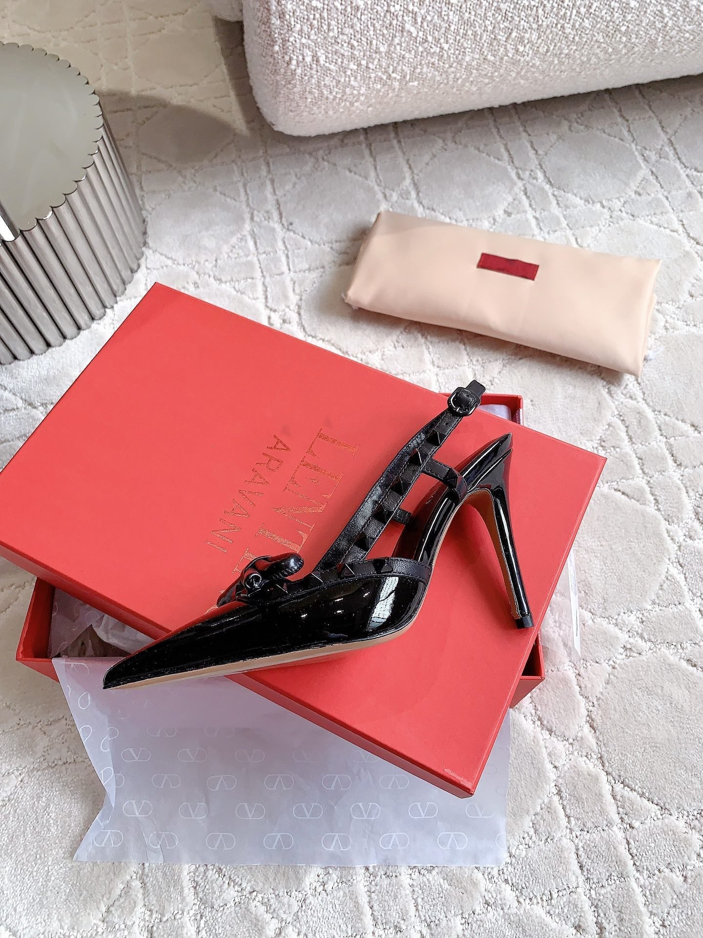 Rockstud High-heels Slingback 10cm Black - 35