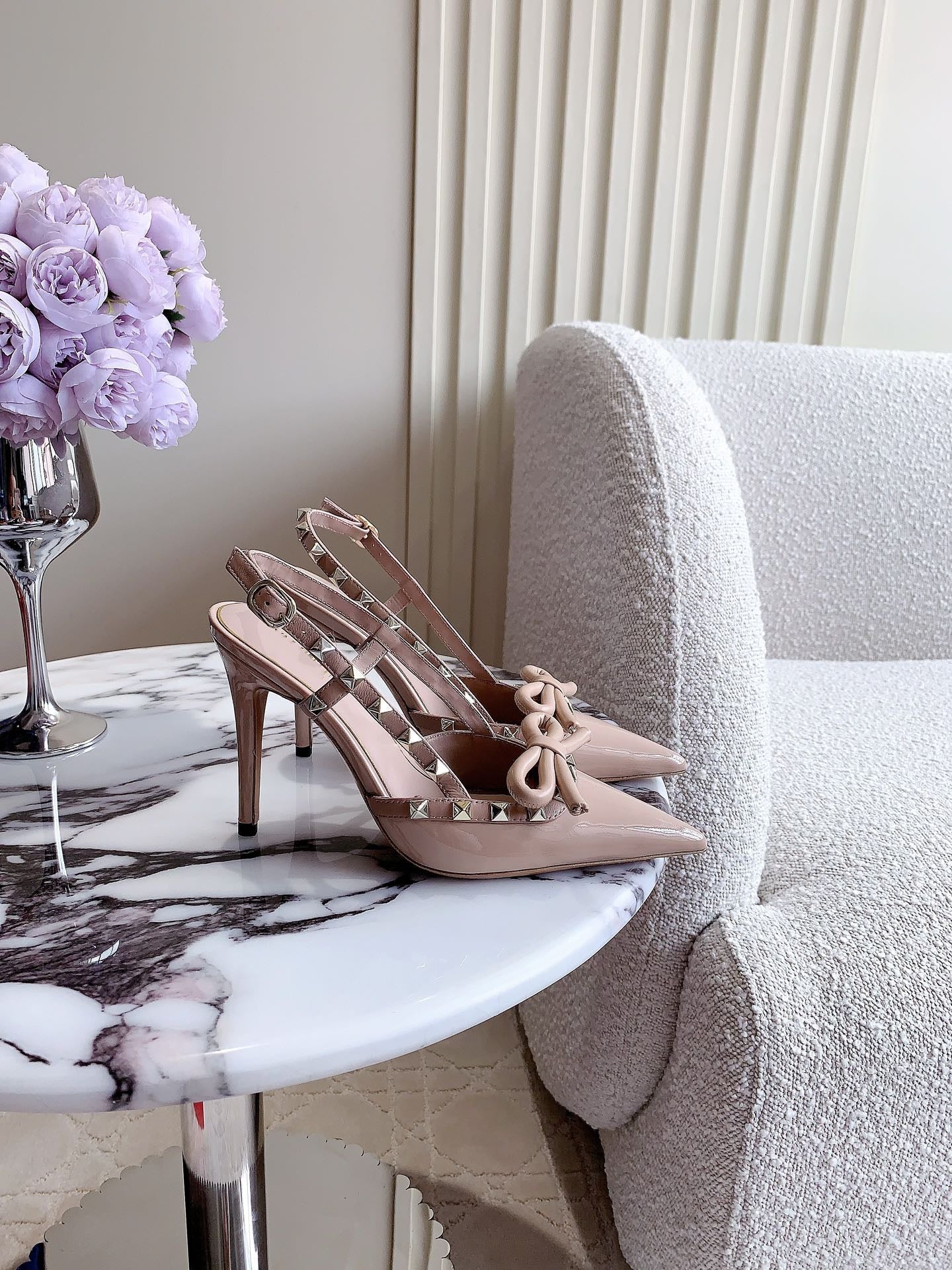 Rockstud High-heels Slingback 10cm Rose Cannelle - 35