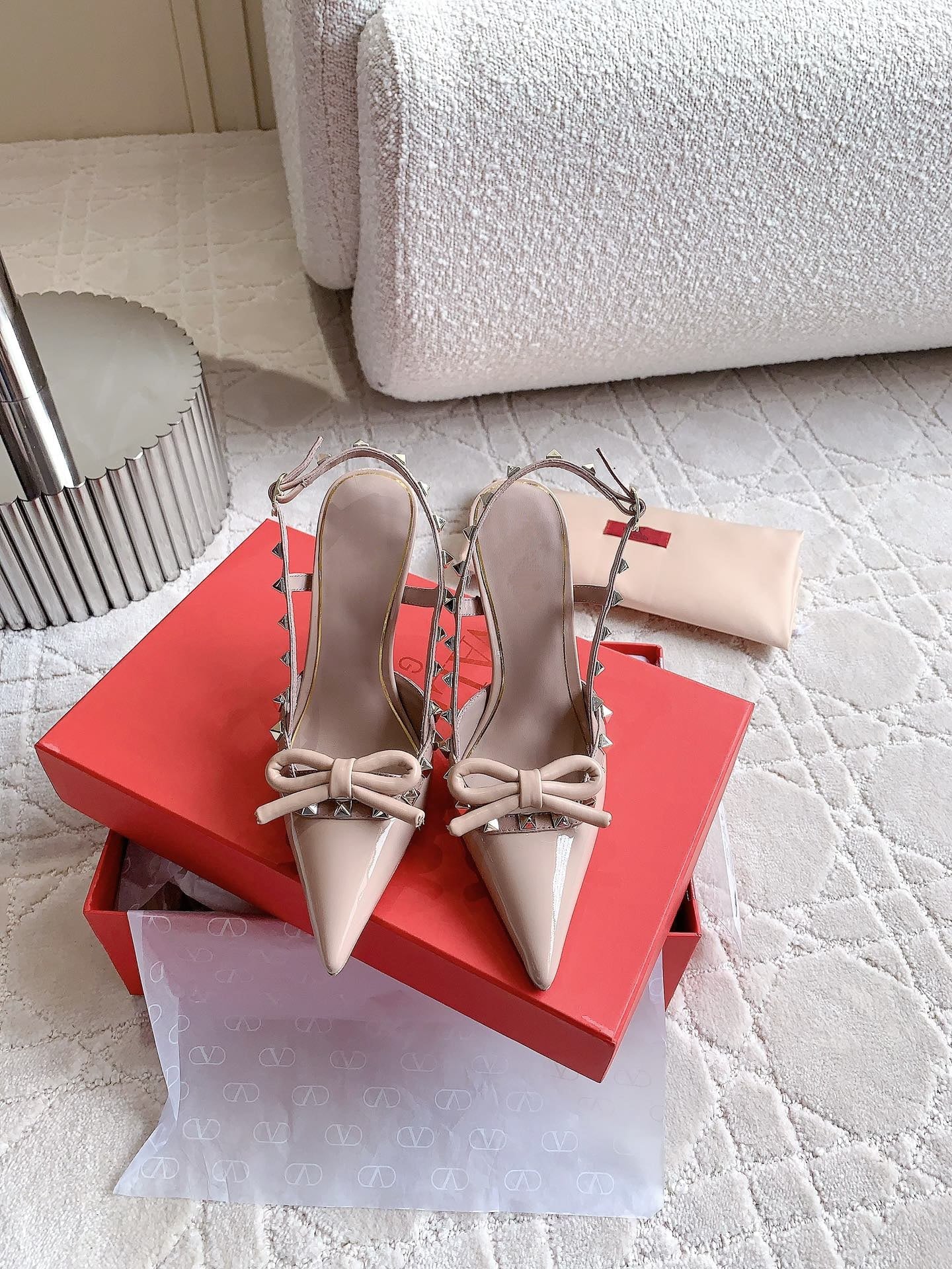 Rockstud High-heels Slingback 10cm Rose Cannelle - 35