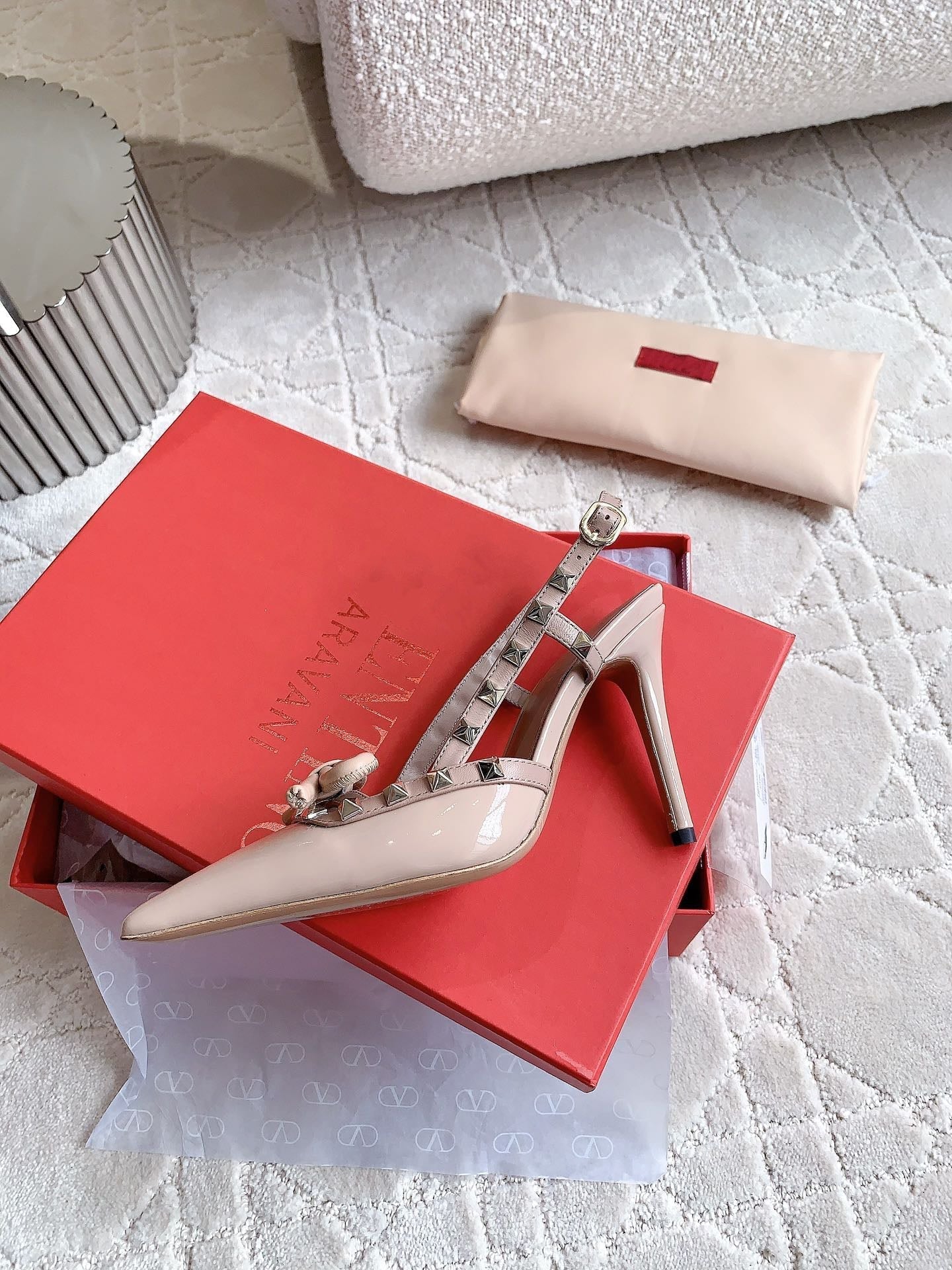 Rockstud High-heels Slingback 10cm Rose Cannelle - 35