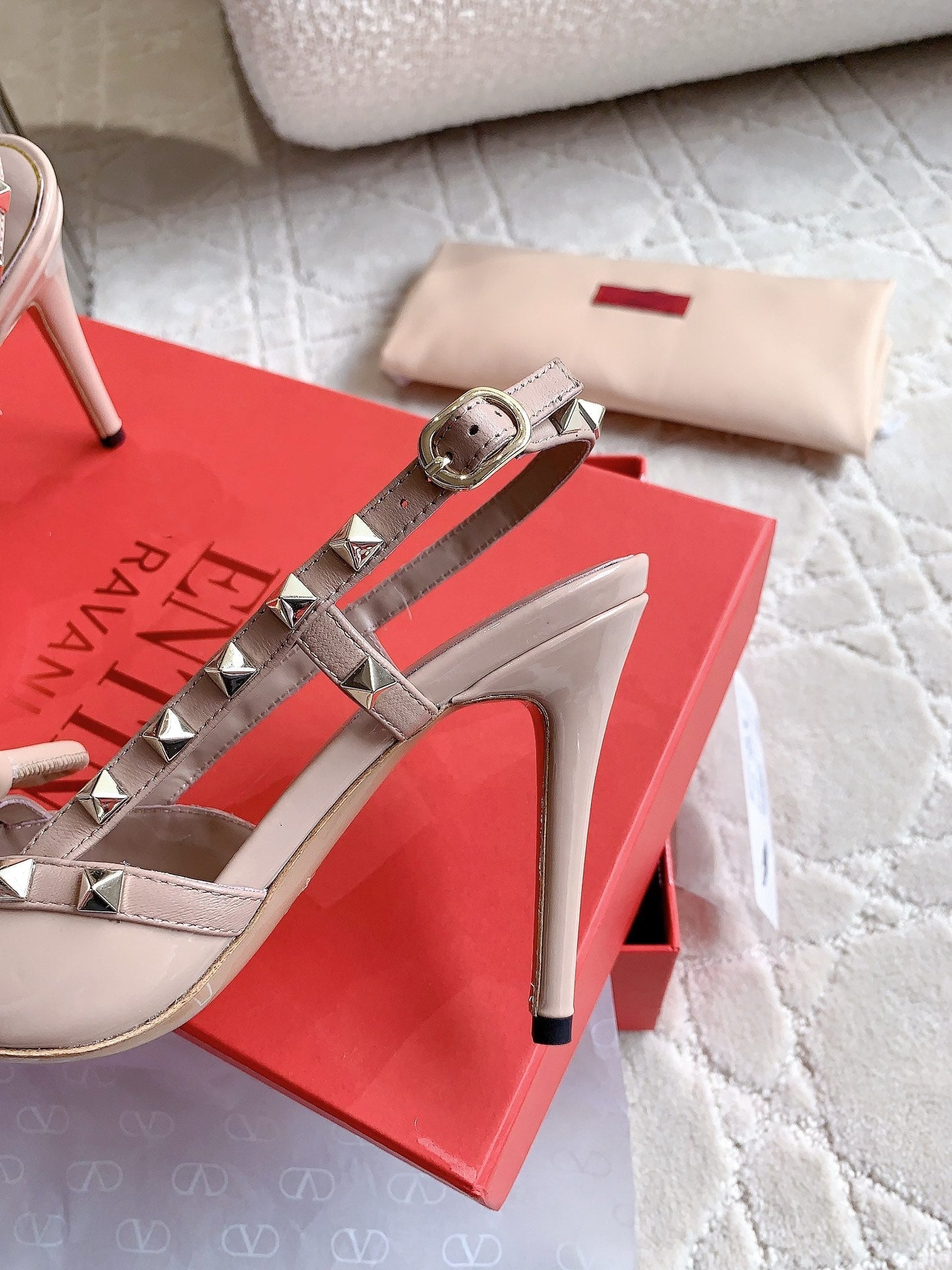 Rockstud High-heels Slingback 10cm Rose Cannelle - 35
