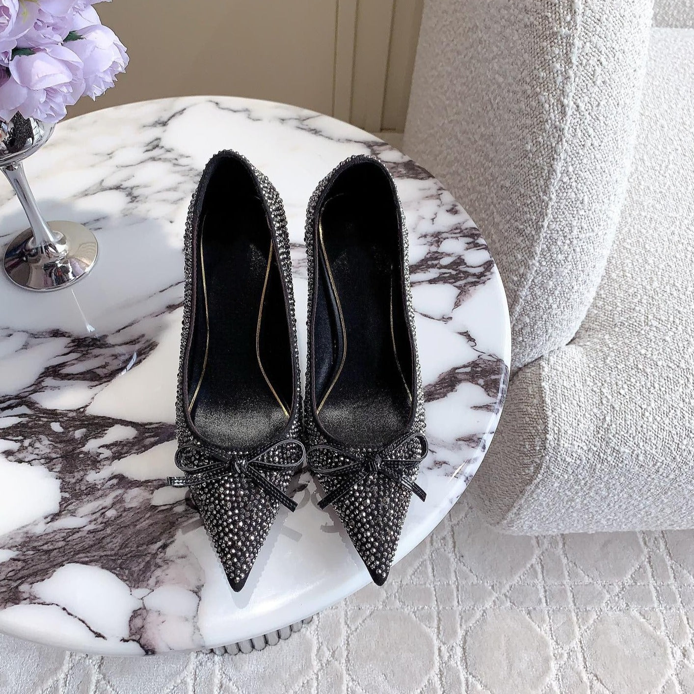 High-heels Pump Crystals 10cm Black With Crystals - 35