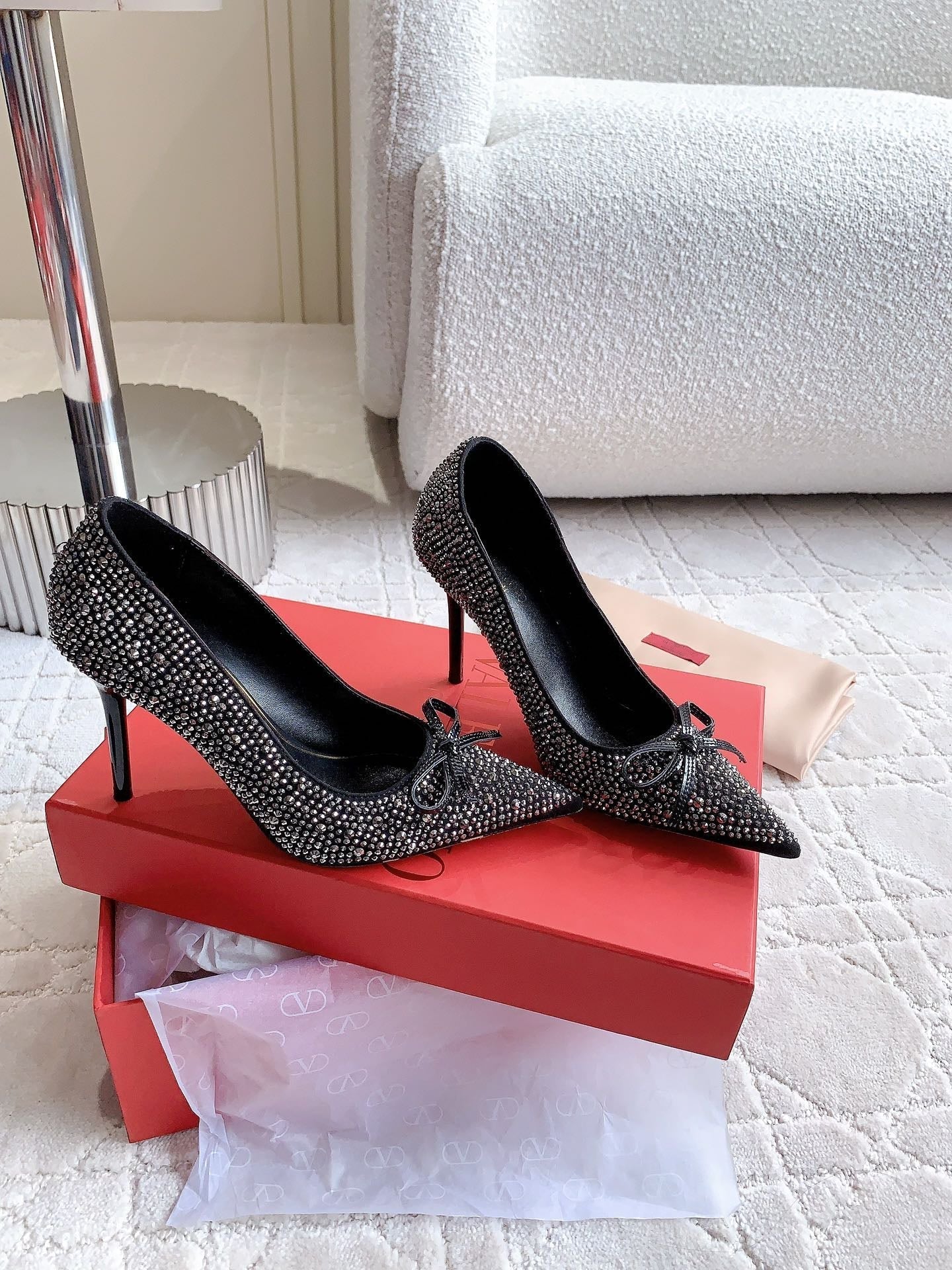 High-heels Pump Crystals 10cm Black With Crystals - 35