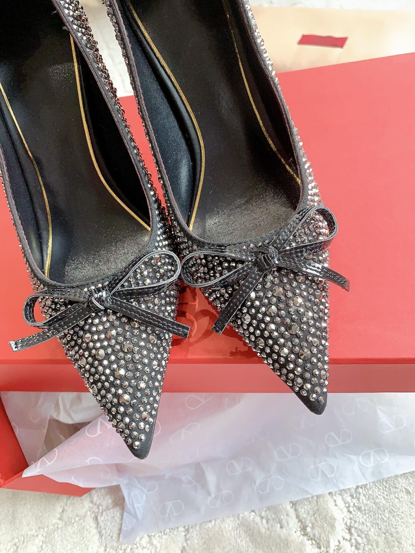 High-heels Pump Crystals 10cm Black With Crystals - 35